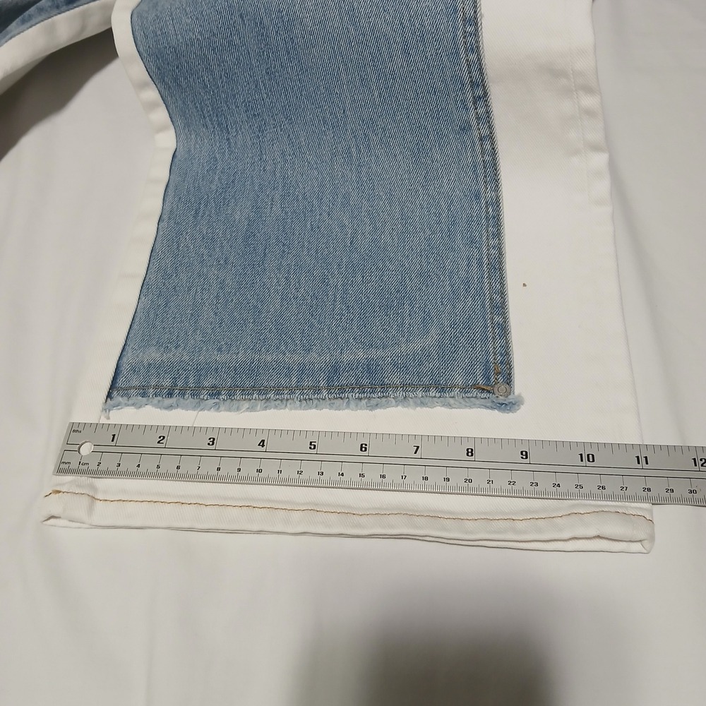 Oneso Los Angeles Jeremy MR 2 Tone WL Wide Leg Jeans White Blue Size 29 BYW8170 - Picture 9 of 12